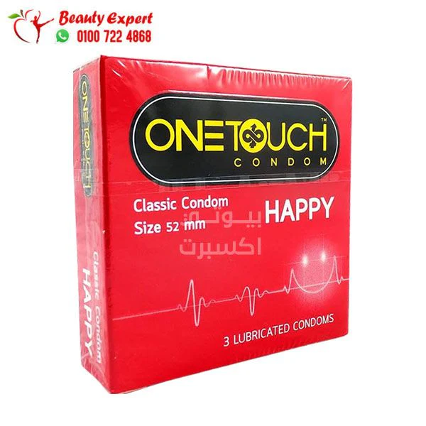 واقي ذكري مرطب وان تاتش هابي كلاسيك 3 واقيات One-Touch Happy Classic Lubricated Condoms