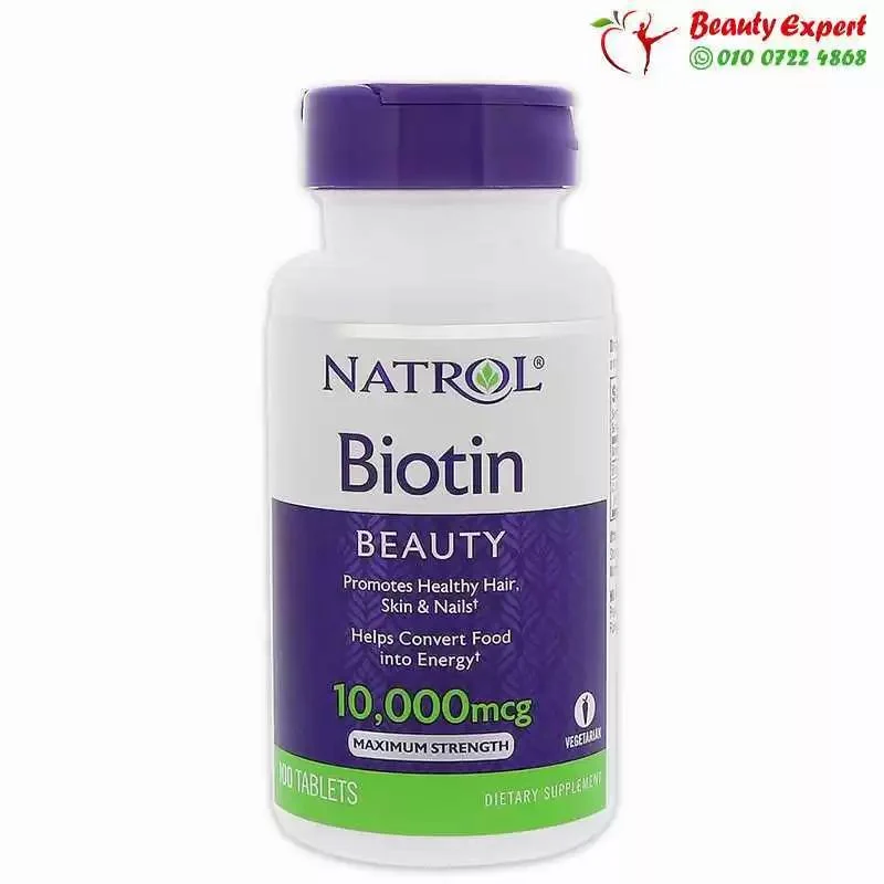 كبسولات بيوتين 10000 الاماراتي لتقوية صحة الشعر - Natrol Biotin 10,000 100 Tablets